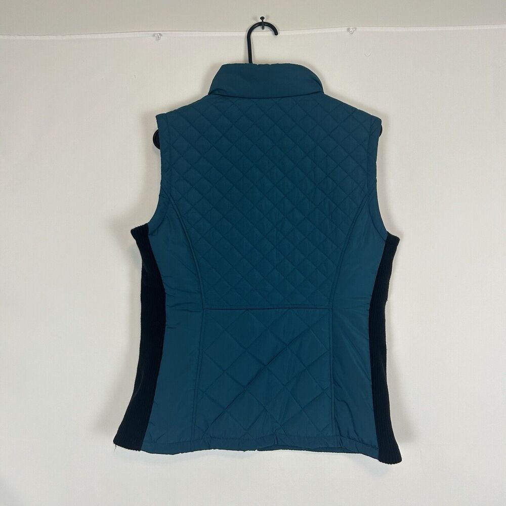 Andrew Marc Quilted Jade / Black Puffer Vest Medium Women's Stretch Knit M - Picture 2 of 3
